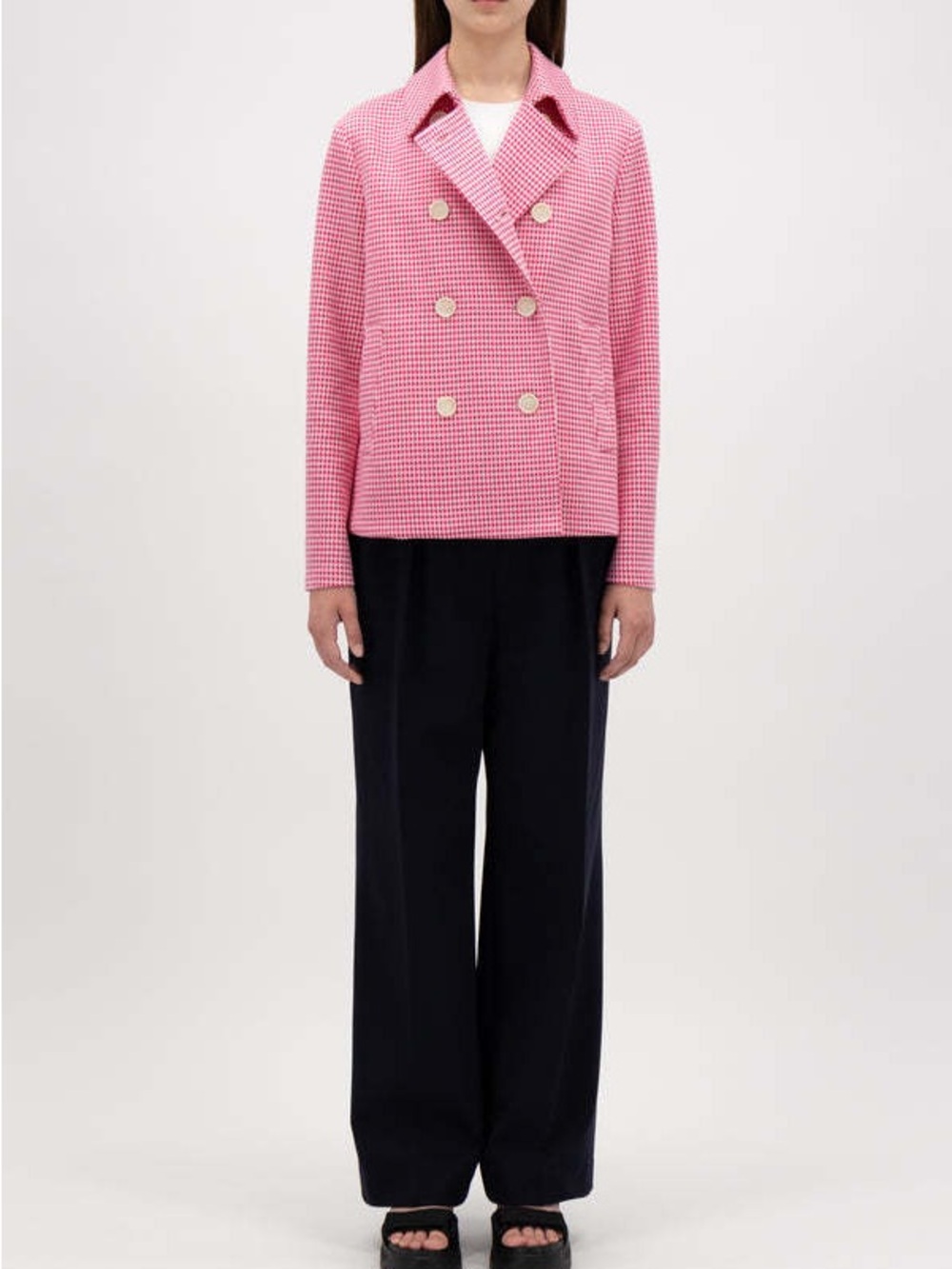 Harris Wharf London Stand Up Collar Women’s Bicolour Houndstooth Blazer NWT